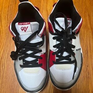 Jordan Red, White, and Black Sneakers